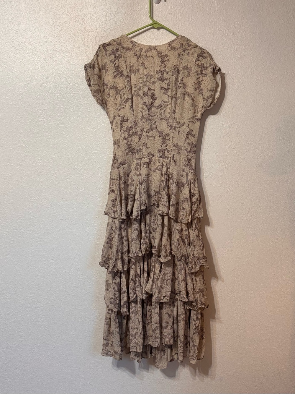 Debora Kuchme Union Made Vintage Silk Tiered Midi Dress Size 4